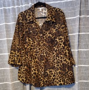 Leopard Print Snap Button Top